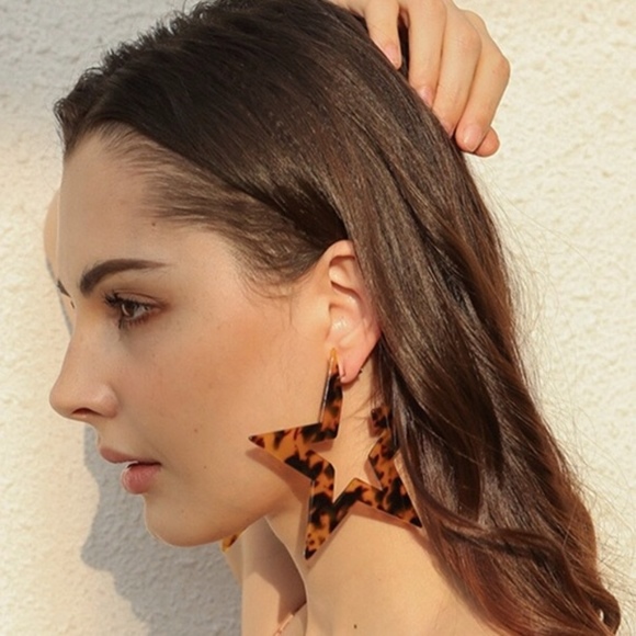 Jewelry - Leopard Star Tortoise Shell Acrylic Resin Earrings